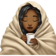 girl inside a blanket sipping coffee eyes closed sticker