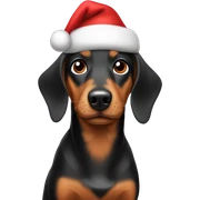 Dachhund Wearing christmas hat sticker