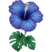 Blue hibiscus flower sticker