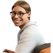 smiling boy with glasses indoors sticker