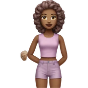 Miss Gwen doll. Mauve tap shorts and tank sticker