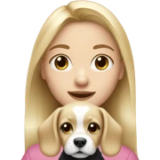 blonde haired girl with black and white puppy sticker