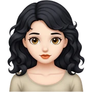Has un emoji de una niña con el cabello negro y ondulado y piel blanca  sticker