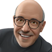 bald man with glasses smiling sticker