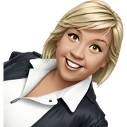 smiling blonde girl in jacket sticker
