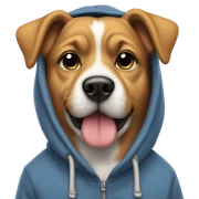 Dog wearing a hoodie sticker