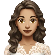 hyper realism Adult woman with brown eyes, light tanned skin, long wavy dark brown hair, wearing a white lace dress sticker