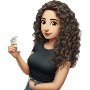 girl with curly black hair sticker
