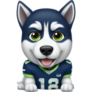 Husky wearing Seahawks uniform sticker