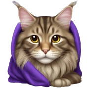 Maine coon with purple blanket sticker