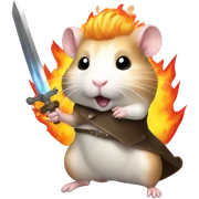 Hamster with a flaming sword sticker