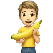 Boy eating banana  sticker