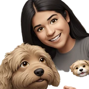 girl smiling with dog sticker