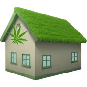 building with weed flag sticker