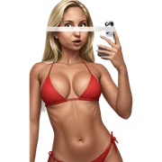 blonde in red bikini selfie sticker