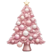 Pastel pink Christmas tree with pink and white ornaments  sticker