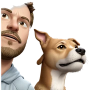 bearded man with dog sticker