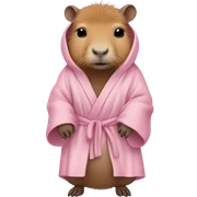 baby capybara in light pink robe full body sticker