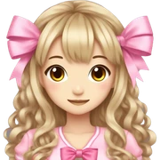 hime gyaru girl, dark blonde hair, pink clothes, ribbons, blush sticker