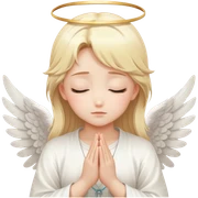 Beautiful Gorgeous Blonde Sweet Anime Angel Praying, With Closed Eyes, Peaceful, Calm, White feather wings sticker