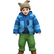 smiling boy with car hat sticker