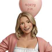 smiling girl with balloon sticker