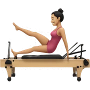 Filipina on pilates reformer with feet up  sticker