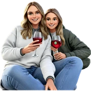 smiling woman enjoying outdoor wine sticker
