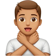 person holding neck crossed hands tongue out  sticker