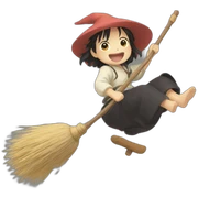 Kiki from studio ghibli riding flying  broom sticker