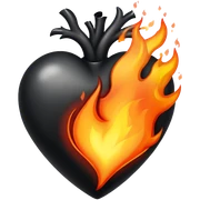 Black heart on fire sticker