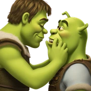 Shrek kissing someone  sticker