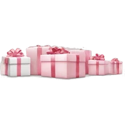 Light pink Christmas gifts under a white Christmas tree  sticker