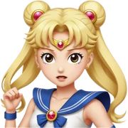 Sailor moon dramatically fighting bad guys sticker