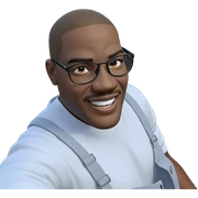 smiling boy in white shirt sticker