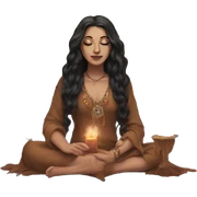Hippie spiritual moon witch candles incense with dark hair sticker
