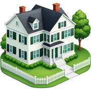 colonial-style suburban house isometric exterior view sticker
