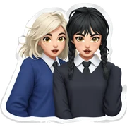 twin girls in school uniform sticker