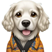Dog with a coat sticker