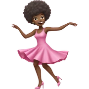 Woman dancing on high heels pink dress and pink shoes short afro hair  sticker