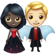 Fairy and vampire with sparkles around them sticker