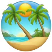 sun, ocean, island with palm tree sticker