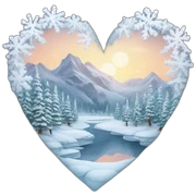 Winter inside a heart sticker