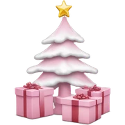 Light pink Christmas gifts under a white Christmas tree  sticker