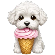 Maltipoo eating ice cream sticker