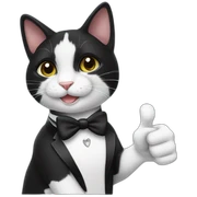 Tuxedo cat thumbs up sticker