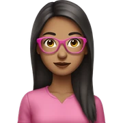 girl with long dark hair in pink glasses  sticker