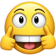 smiley face hands pointing to mouth sticker