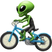 Alien rising a bike sticker