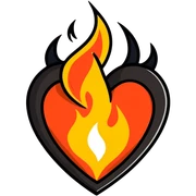 Black heart with fire  sticker
